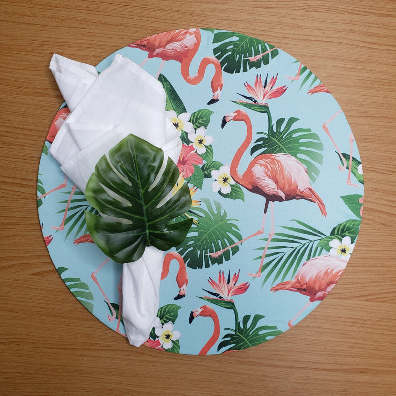 Sua Mesa Ganha um Novo Cenário: Kit com 4 Capas para Sousplat Flamingo e Costela-de-Adão