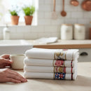 ✨ Pano de Copa Jacquard Branco e Bege 45 x 70 cm – Absorção e Detalhes que Valorizam sua Cozinha
