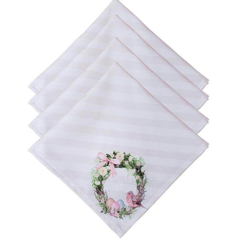 Páscoa com Encanto Vintage: Kit com 4 Guardanapos Florais com Pássaro
