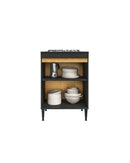Balcão Cooktop Vita 2P Ônix/Carvalho Mel
